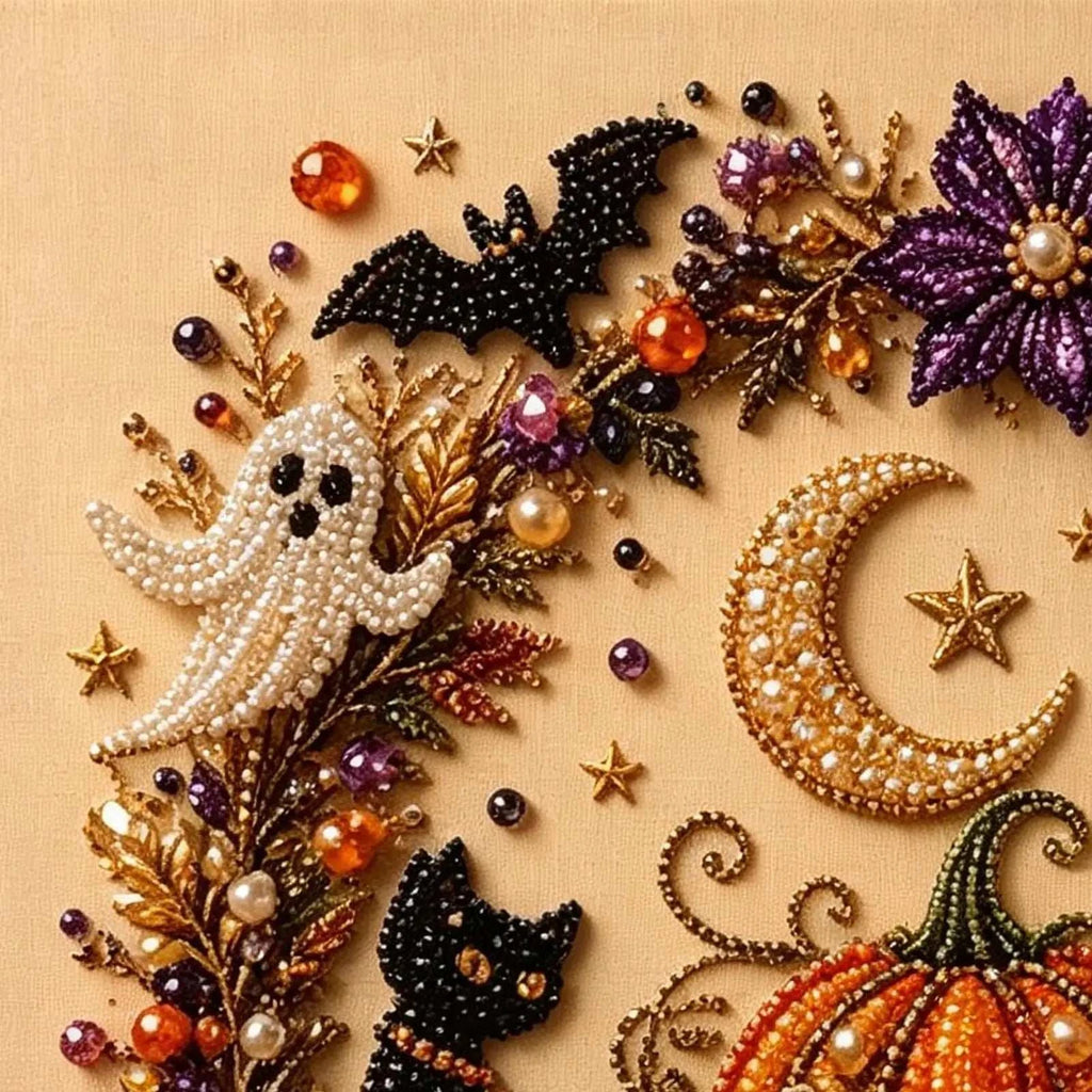 DIY Halloween Framed Diamond Art Pearl Painting Kit 7.87x7.87inch Pearl Diamond Dots Gem Art Craft Pearl Diamond Dots Painting