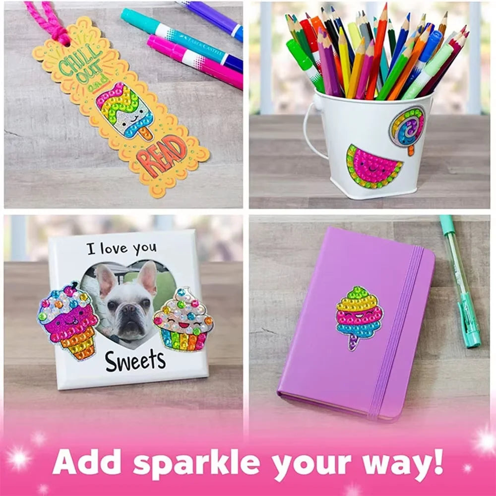 Create Your Own Sweets Diamond Kit Create Art Stickers Kids Big Gem Diamond Painting 5D Diamond Painting by Number for Kids