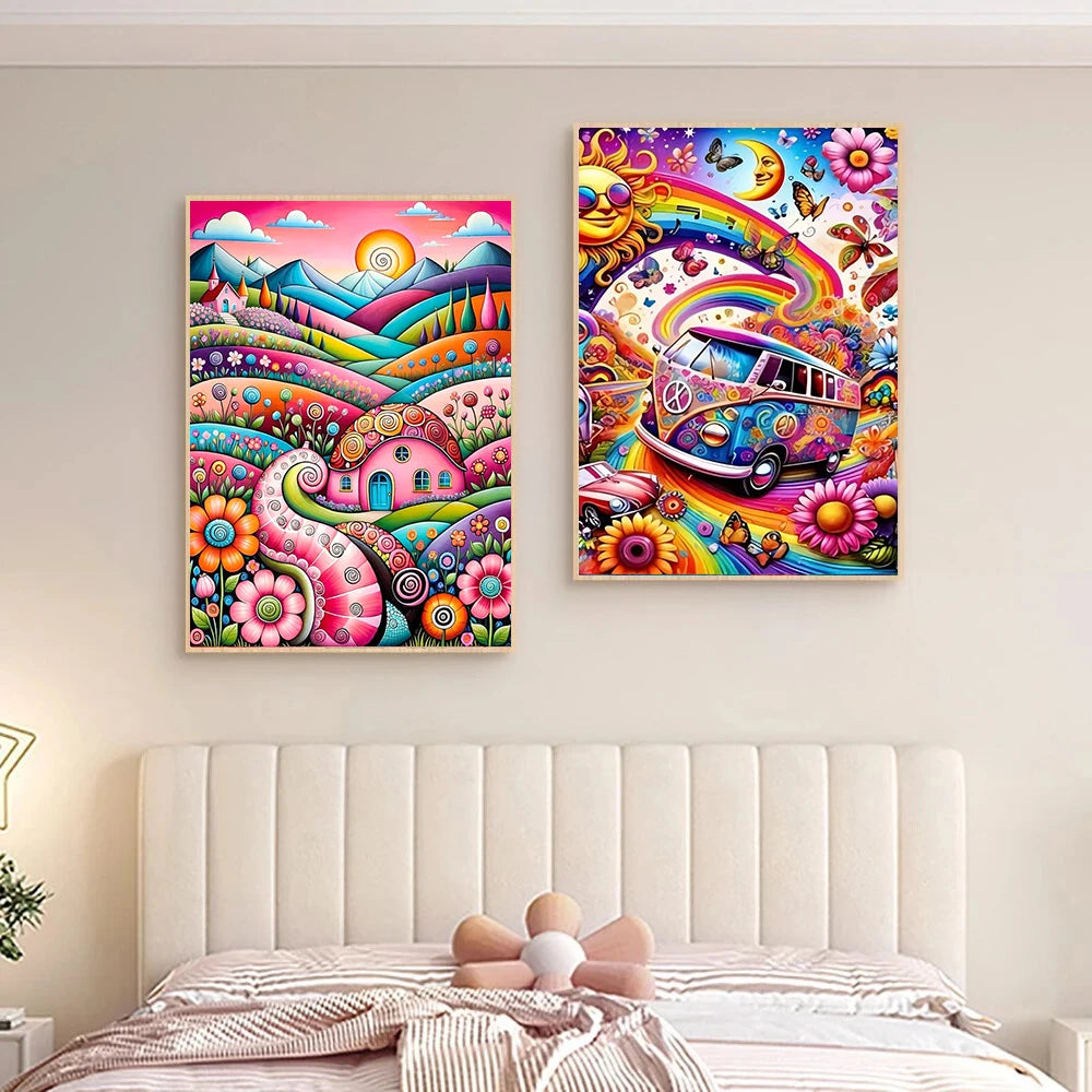 Transform Your Space with the DIY Diamond Painting Kit: Pink Flower Field Elegance