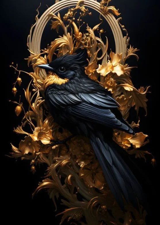 DIY Diamond Painting Kits - Transform Your Space with a Stunning Black and Gold Crow Design