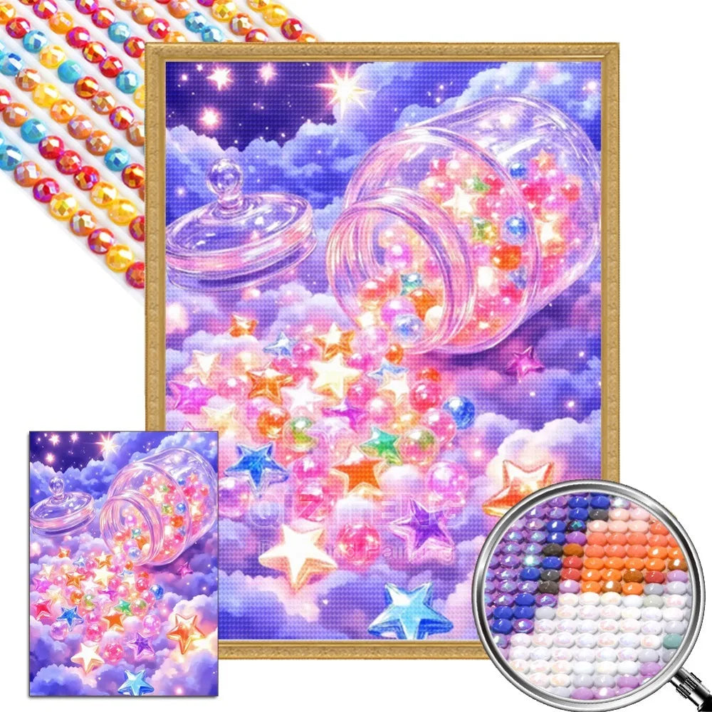 AB Diamond Painting Kit Wishing Bottle DIY Rhinestone Diamond Embroidery Landscape Heart Diamond Mosaic Art Home Decor
