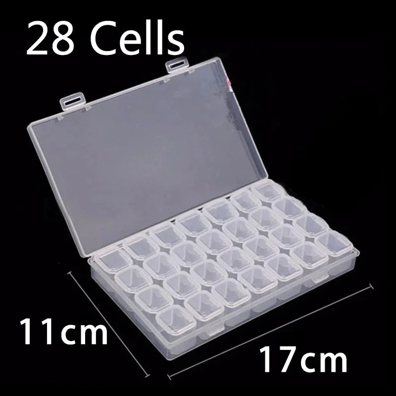 Diamond Painting Tools Sets with 64/56/42/28 Cells Plastic Storage Box Funnel Stickers etc Kit for Diamond Painting Embroidery