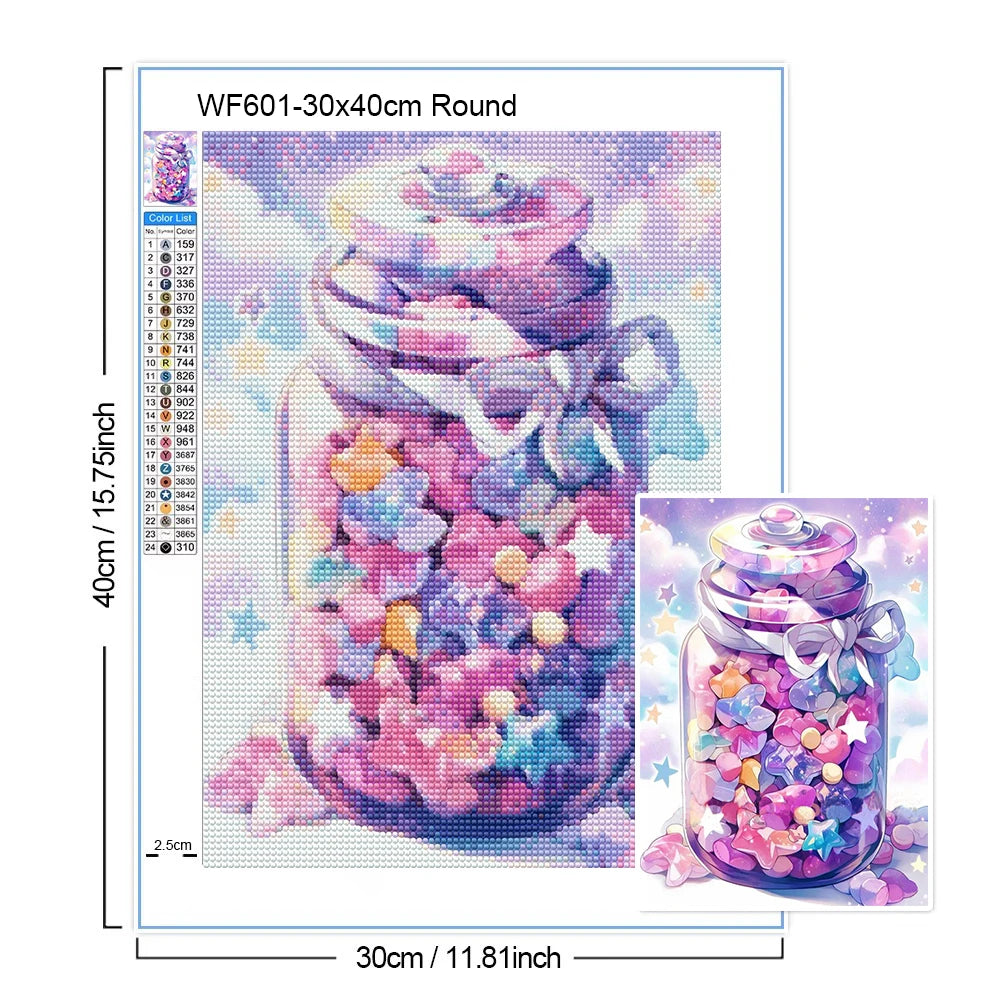 AB Diamond Painting Kit Wishing Bottle DIY Rhinestone Diamond Embroidery Landscape Heart Diamond Mosaic Art Home Decor