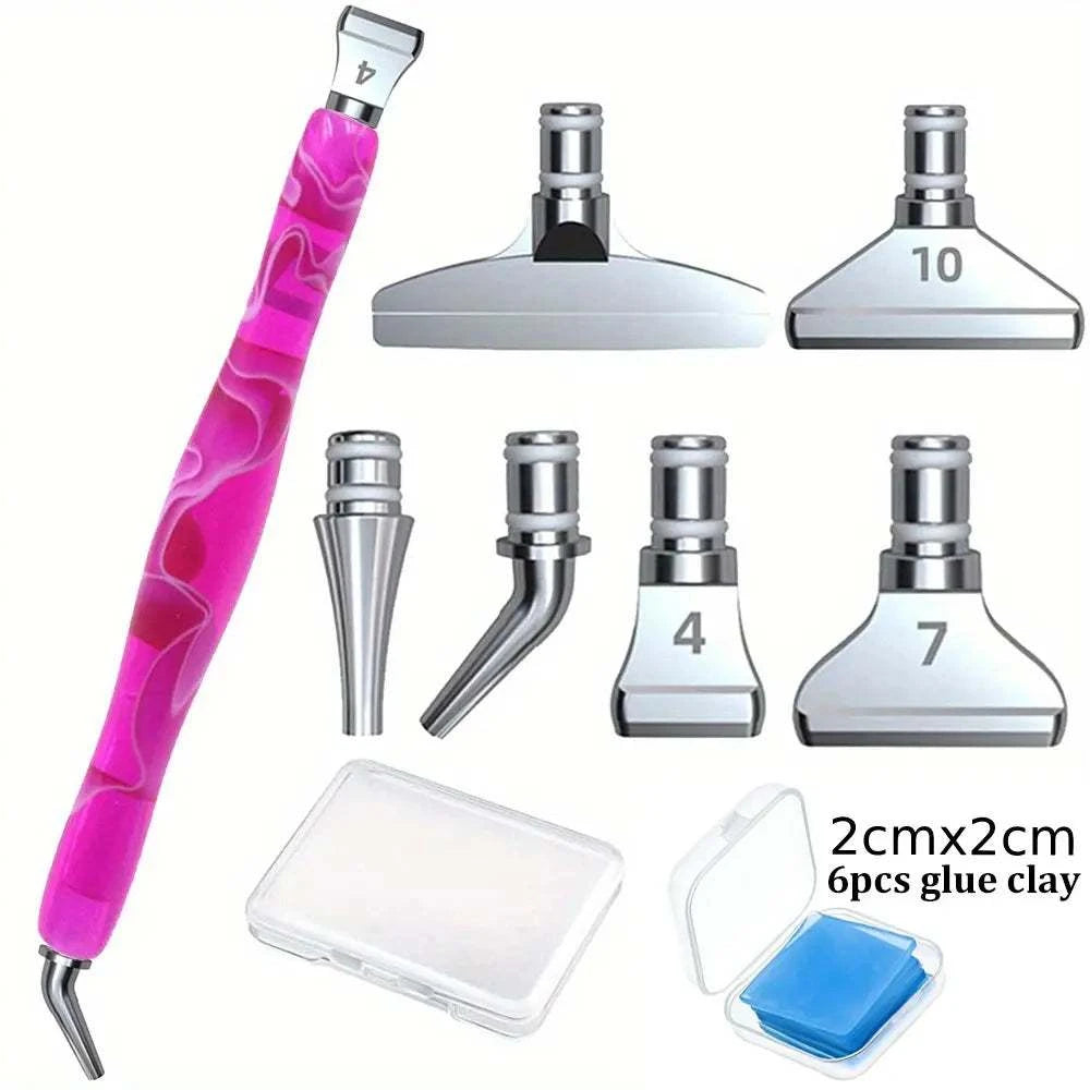 Diamond Painting Pen Accessories Tools Set Exquisite Stainless Steel Metal Pen Tips Ergonomic Art Drill 6 Painting Glue Clay DIY