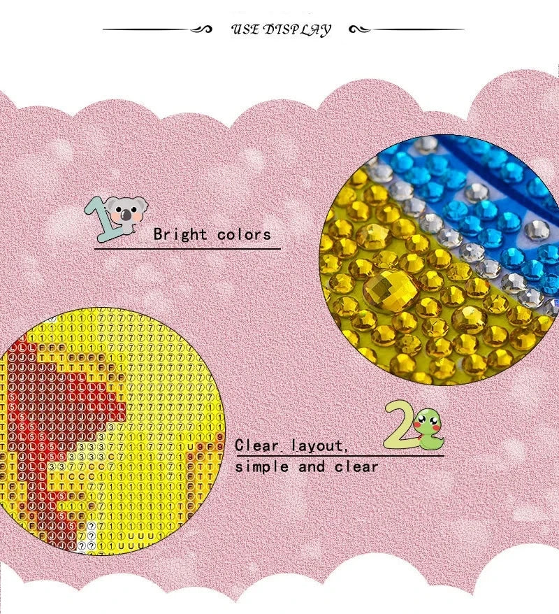 DIY Diamond Painting by Number Kits for Kids Cartoon Animal Crystal Diamond Embroidery for Up 5 Yesrs Old Children Gifts