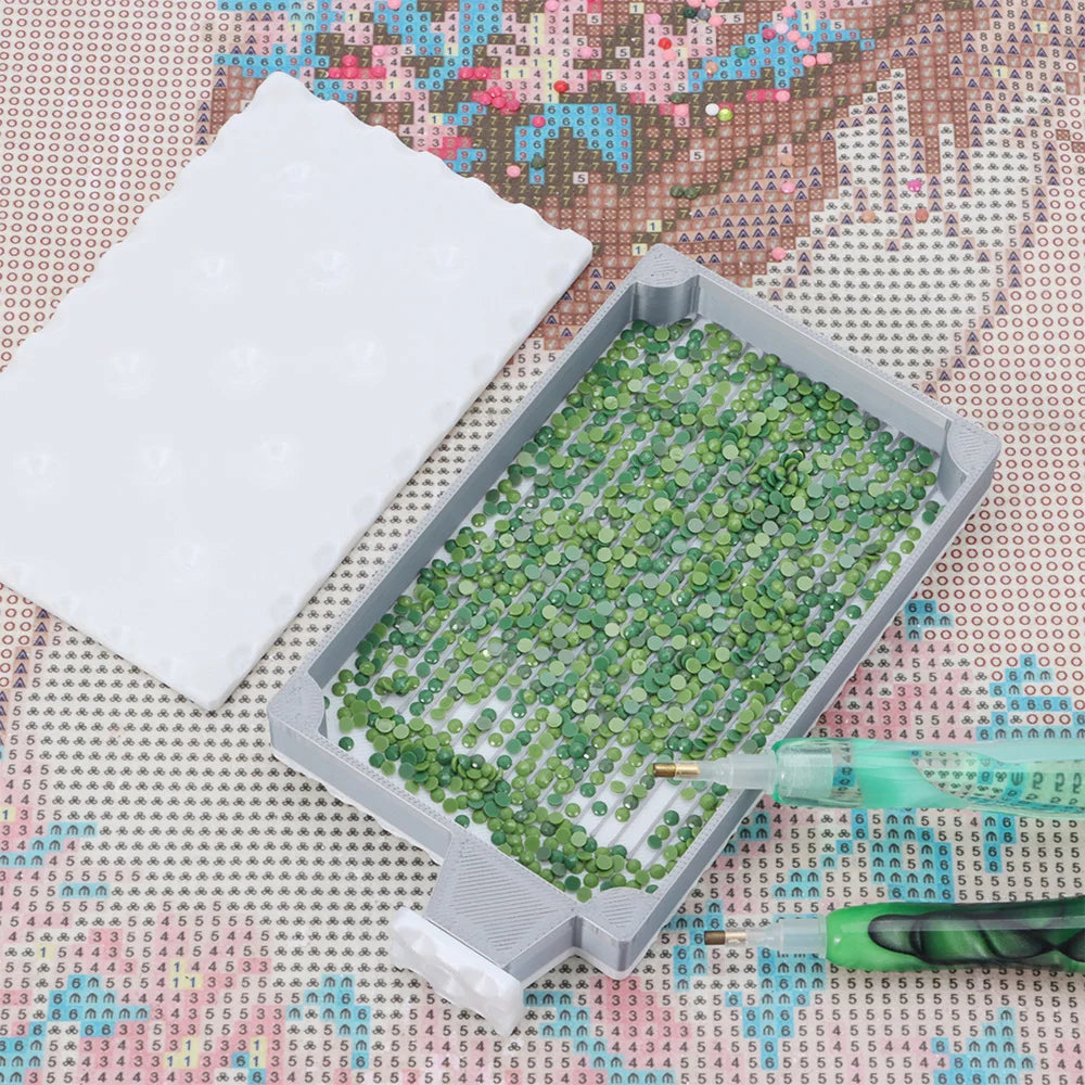 DIY Craft Diamond Painting Tray Kits Embroidery Biscuit Shape Large Diamond Painting Tray With Lid Beading Plates