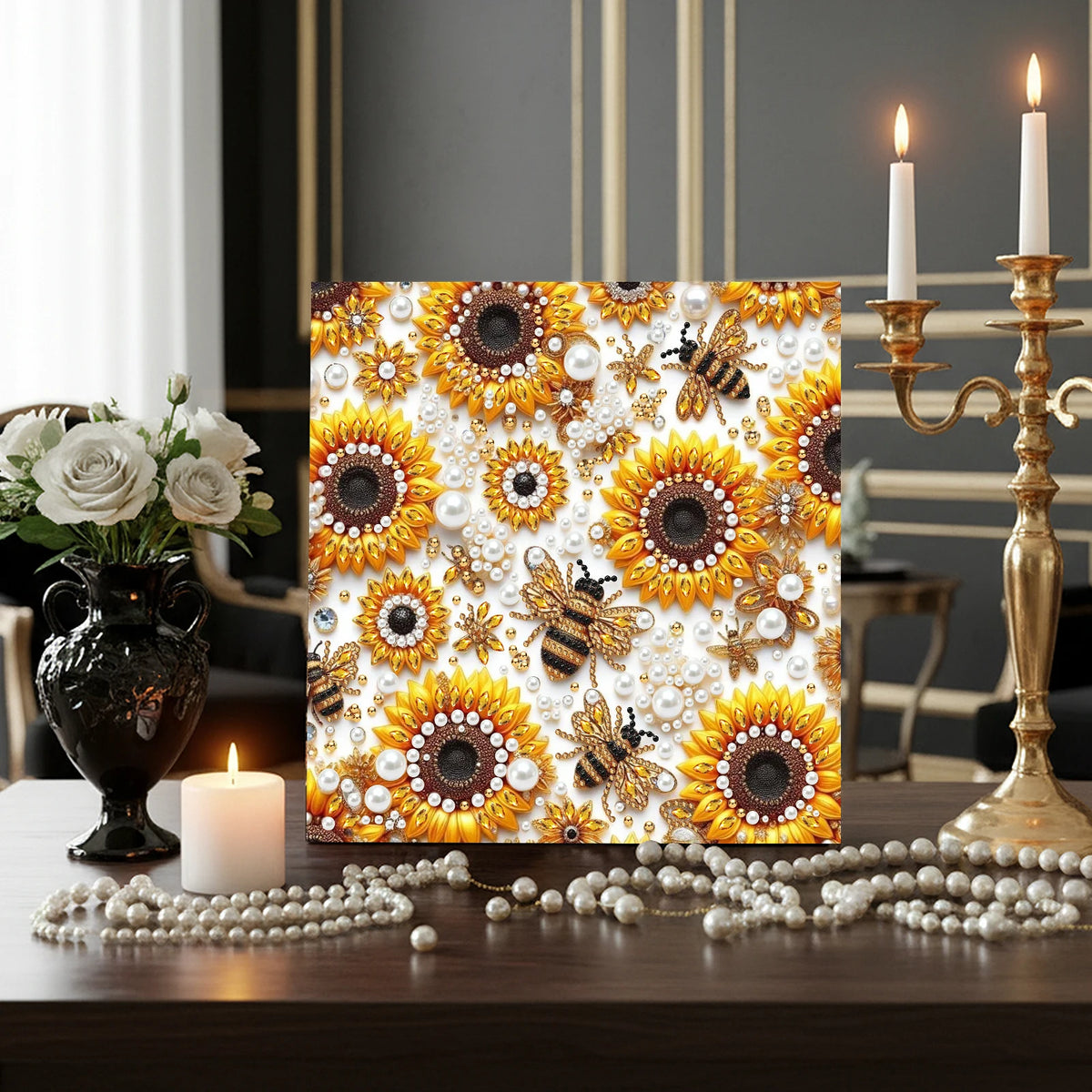 DIY Pearl Art Painting Set with Frame 9.84x9.84in Diamond Art Pearl Painting Kit for Adults Beginners Gift Idea Home Wall Decor