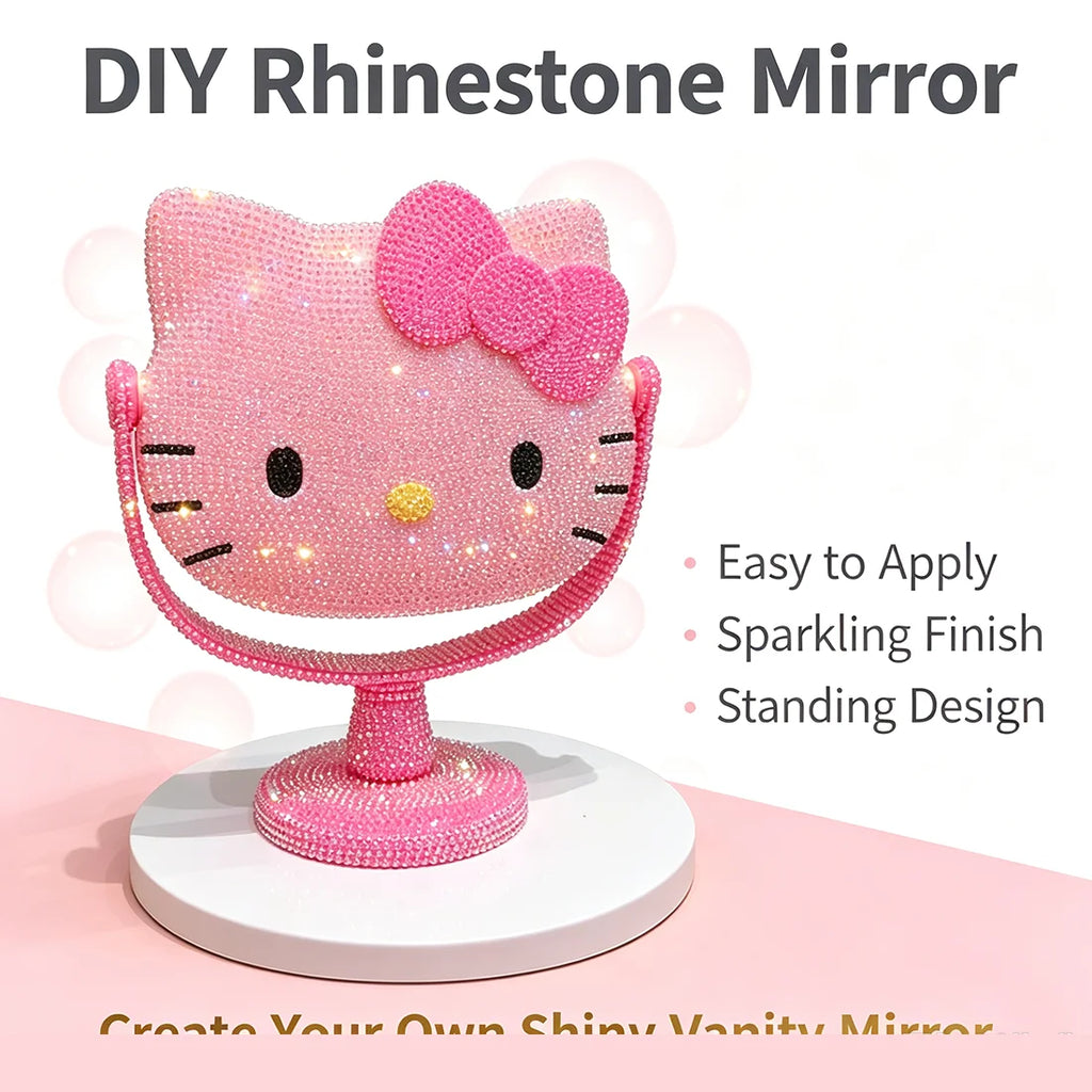 DIY Diamond Painting Kit Featuring My Melody Hello Kitty Kuromi - Cartoon Characters with Built-in Makeup Mirror for Home Decor