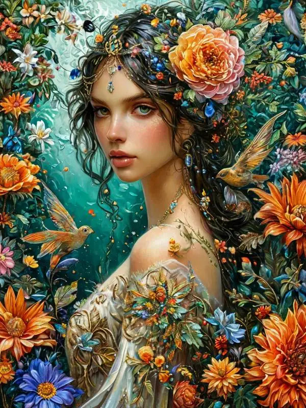 Diy Diamond Painting Kits New Collection Flower Woman Full Mosaic Art Rhinestone Embroidery Beautiful Girl Picture Wall Decor
