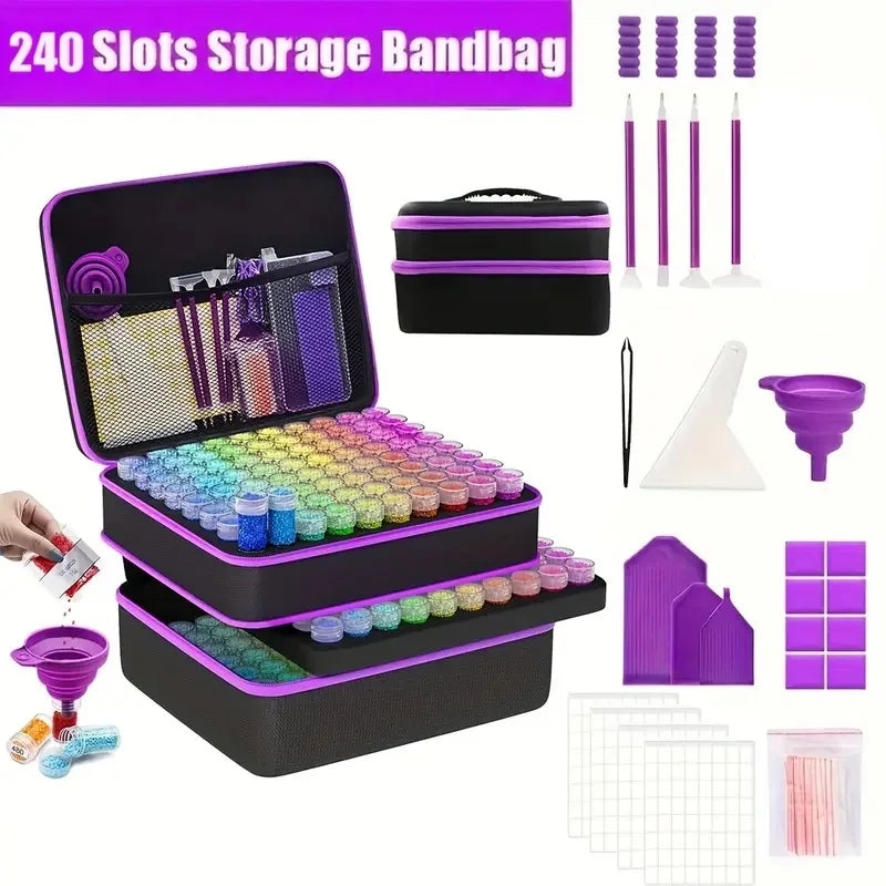 Diamond painting storage set, diamond painting storage container tool kit box, including various accessories and tools