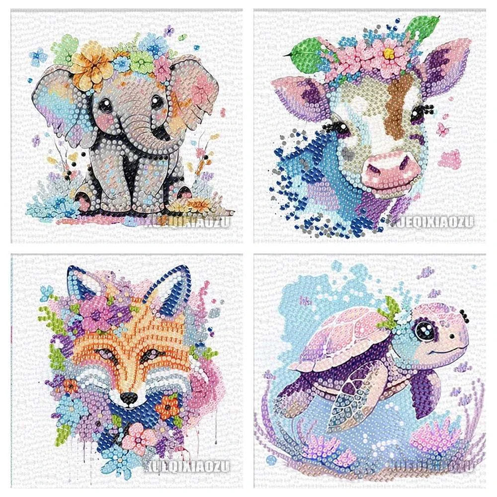 DIY Diamond Painting by Number Kits for Kids Cartoon Animal Crystal Diamond Embroidery for Up 5 Yesrs Old Children Gifts