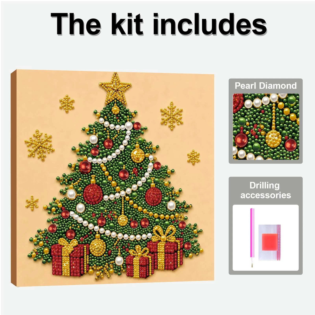 Christmas Pearl Diamond Painting Art Kit With Frame 7.87x7.87in DIY Pearl Gem Paintings Picture Arts Craft for Home Wall Decor
