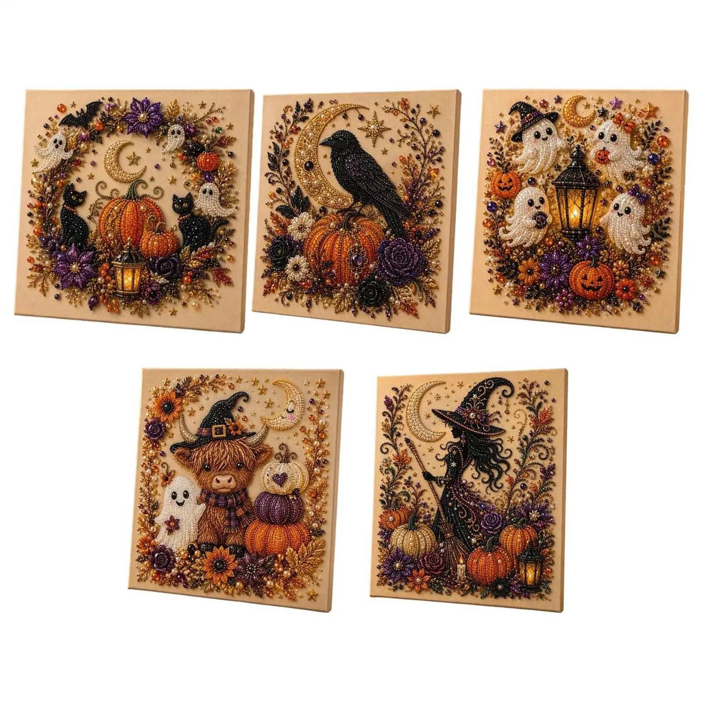DIY Halloween Framed Diamond Art Pearl Painting Kit 7.87x7.87inch Pearl Diamond Dots Gem Art Craft Pearl Diamond Dots Painting