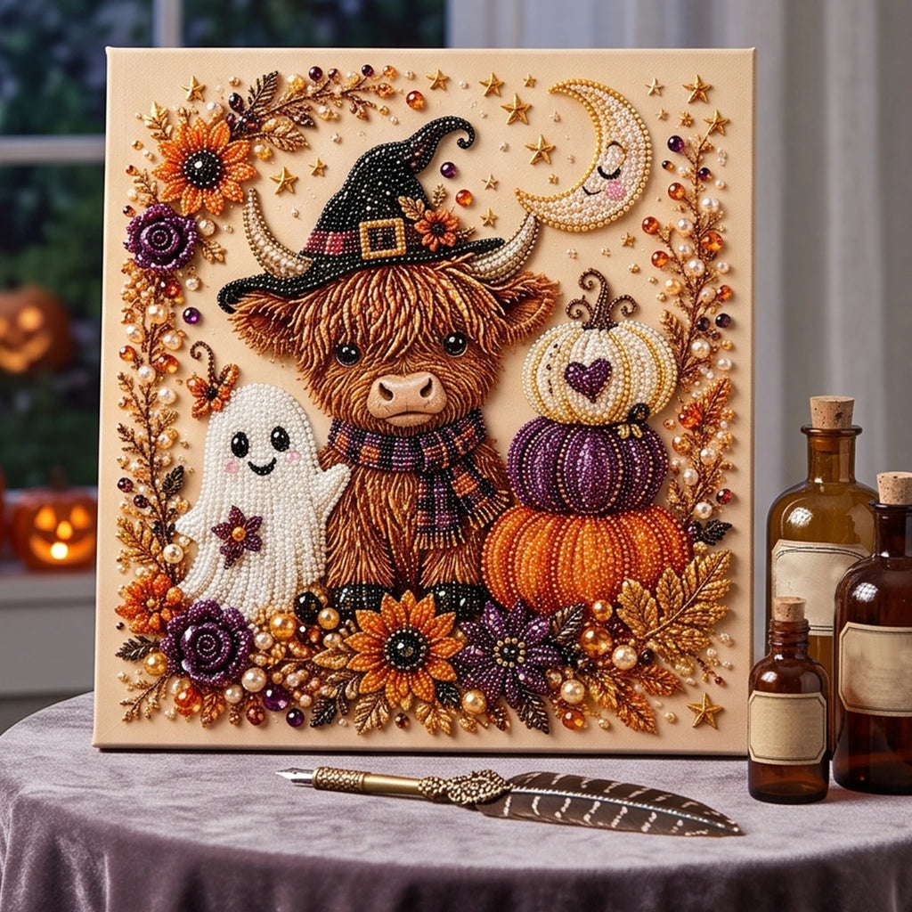 DIY Halloween Framed Diamond Art Pearl Painting Kit 7.87x7.87inch Pearl Diamond Dots Gem Art Craft Pearl Diamond Dots Painting