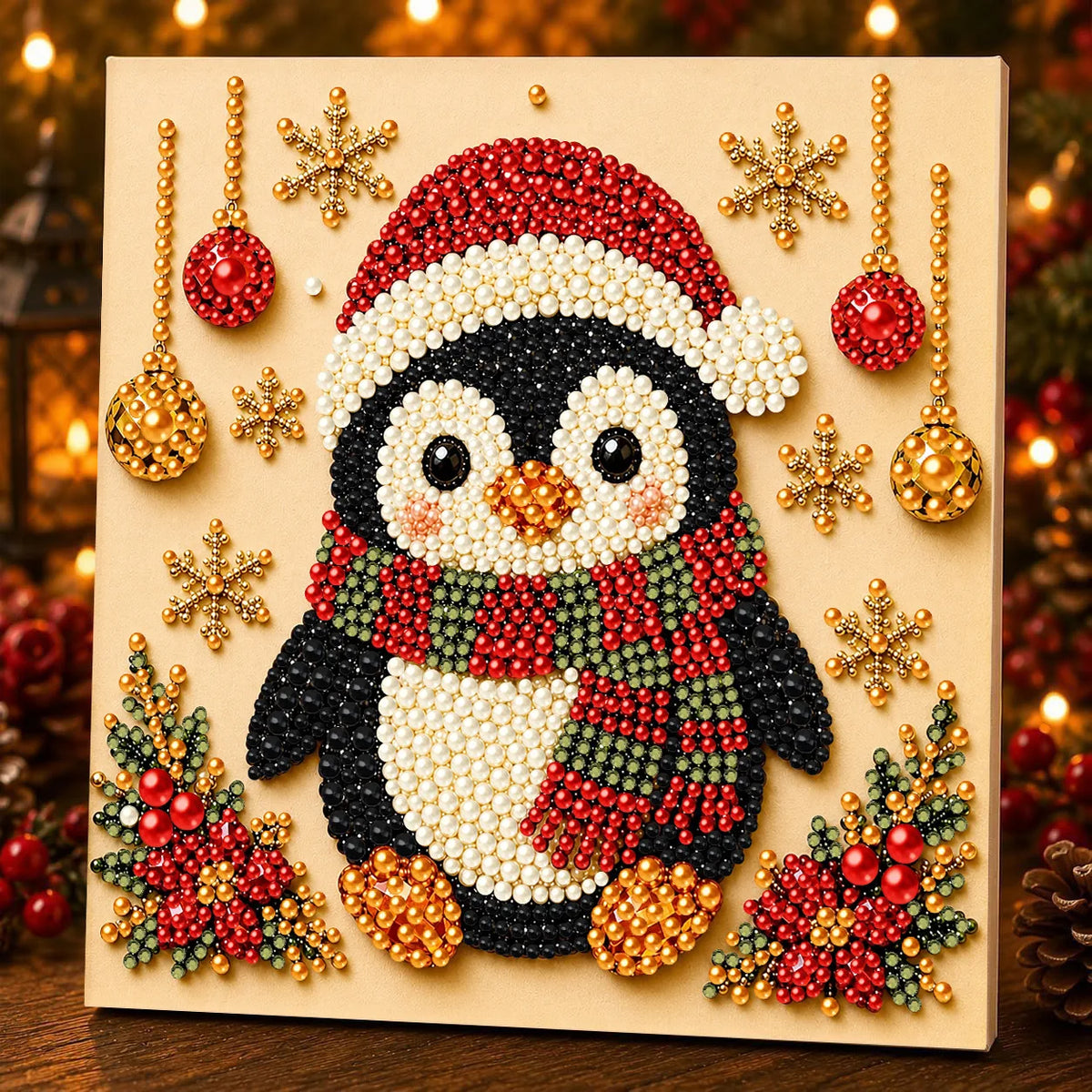Christmas Pearl Painting Art Kit With Frame, DIY Pearl Art Craft Kit Diamond Dots Beads Handmade Painting For Home Decor Items