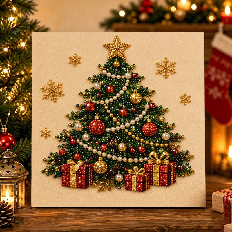 Christmas Pearl Painting Art Kit With Frame, DIY Pearl Art Craft Kit Diamond Dots Beads Handmade Painting For Home Decor Items