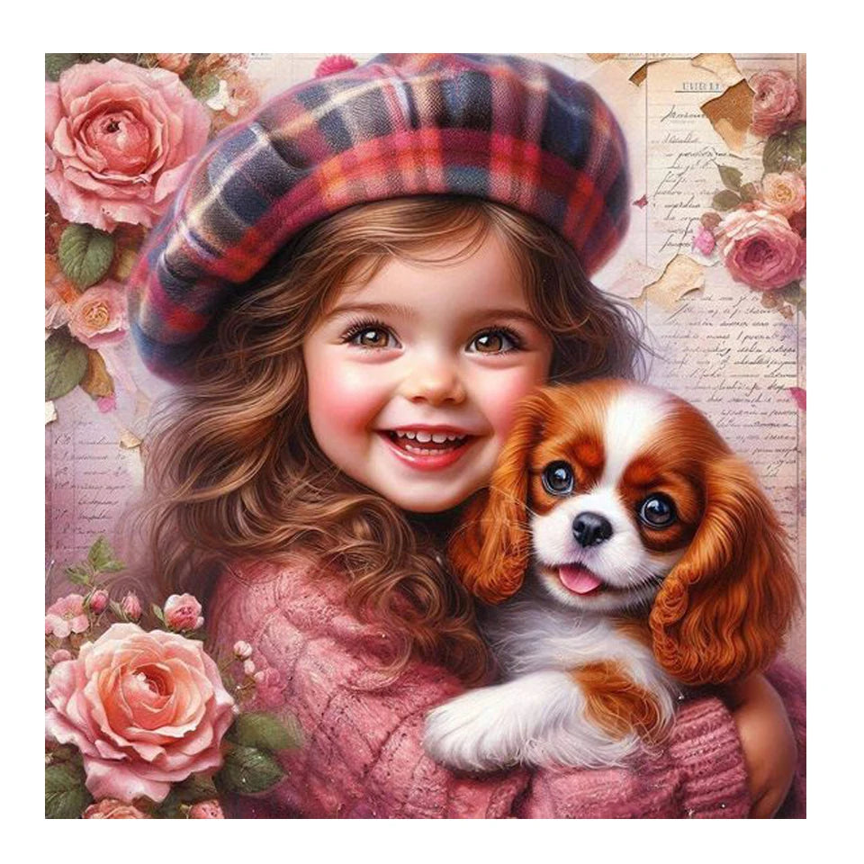 DIY Diamond Painting New 2025 Cute Little Girl and Pet Dog Full Diamond Mosaic Embroidery Art Stitch Home Decoration Craft Kit