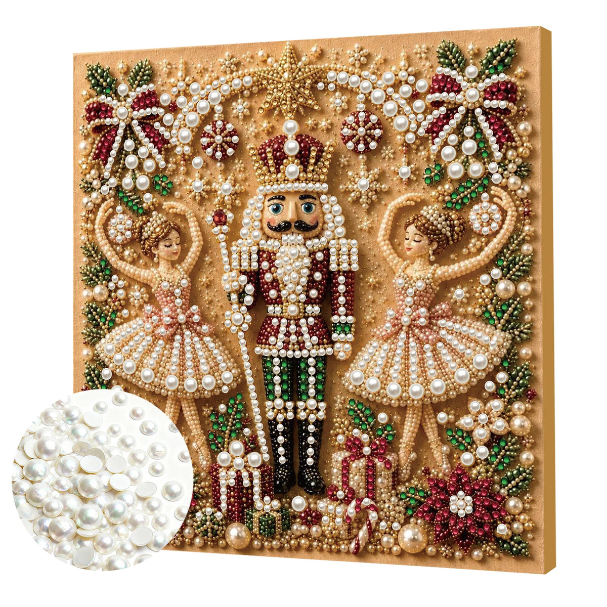 Christmas Pearl Diamond Painting DIY Kit Full Drill Wooden Frame Art Craft 20x20cm Beginner Set