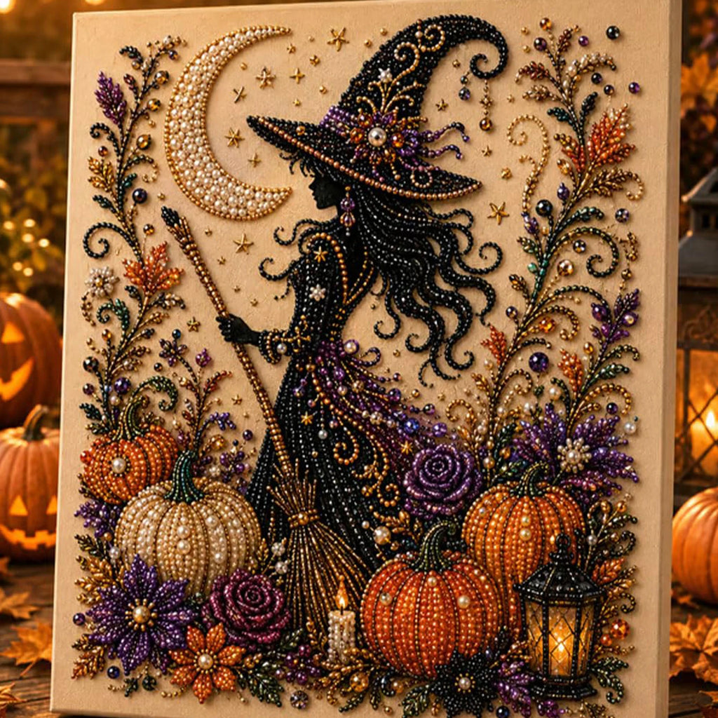 DIY Halloween Framed Diamond Art Pearl Painting Kit 7.87x7.87inch Pearl Diamond Dots Gem Art Craft Pearl Diamond Dots Painting