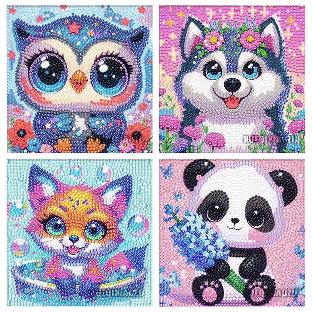 DIY Diamond Painting by Number Kits for Kids Cartoon Animal Crystal Diamond Embroidery for Up 5 Yesrs Old Children Gifts