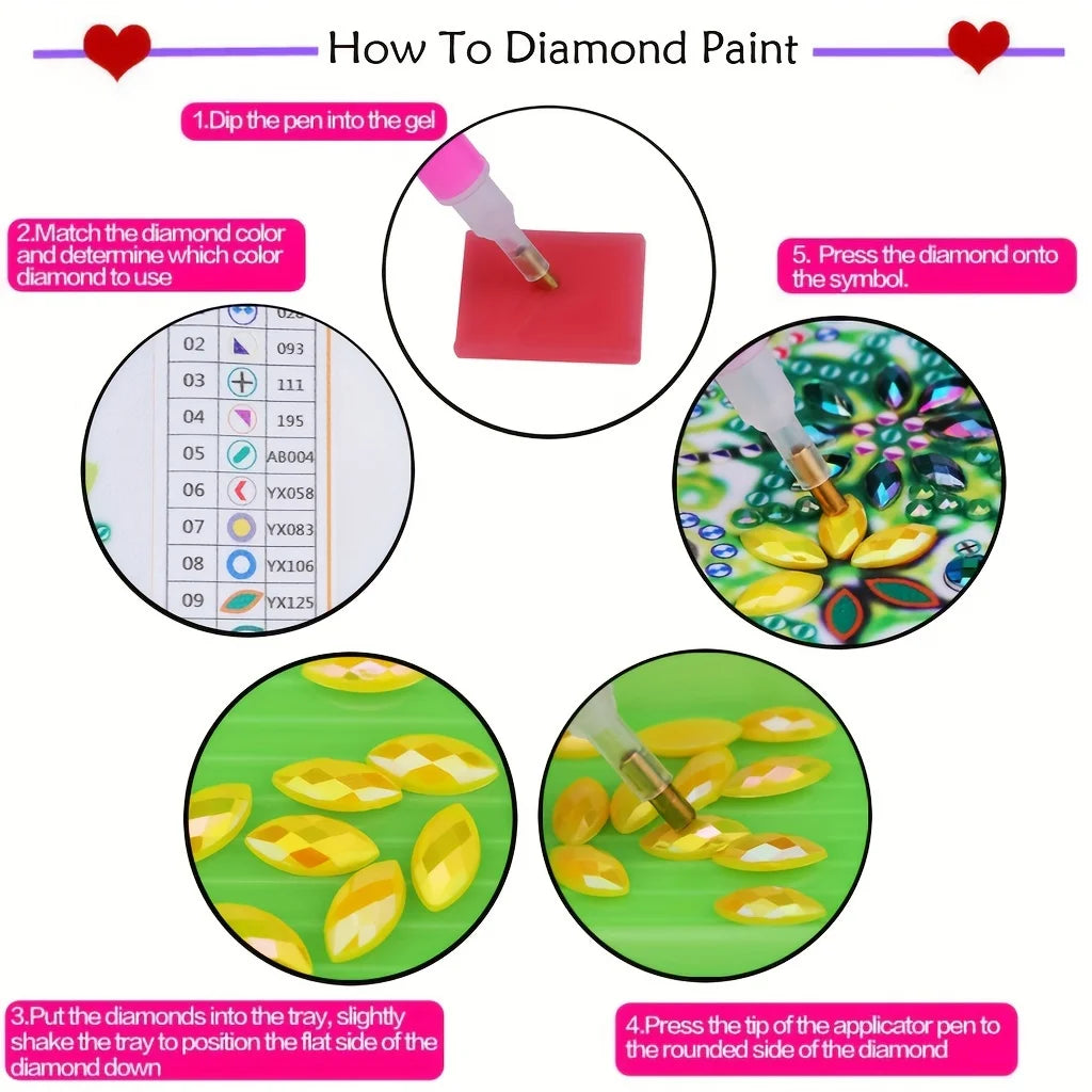DIY Animal Diamond Painting Kit with Wooden Hanger And 3 Wall Hooks for Display Artwork Home Decor Craft Kit