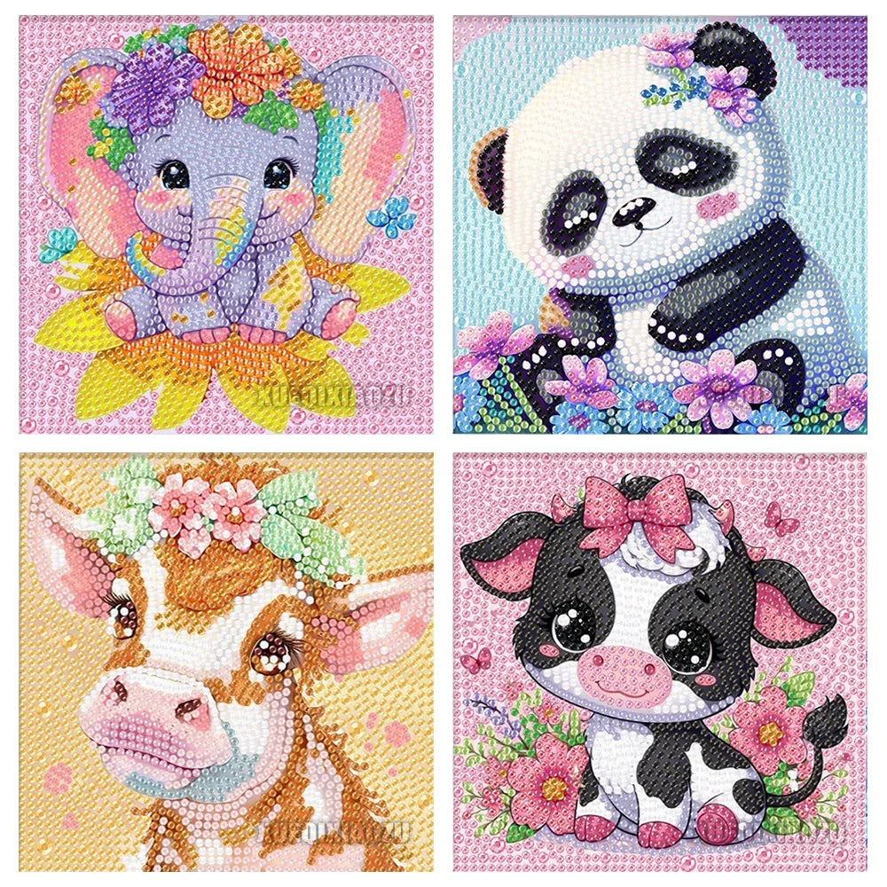 DIY Diamond Painting by Number Kits for Kids Cartoon Animal Crystal Diamond Embroidery for Up 5 Yesrs Old Children Gifts