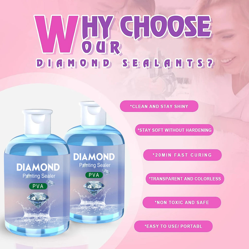 Diamond Painting Sealer Glue Kits 120ML with 3 Pcs Brushes Puzzle Glue Diamond Painting Accessories and Tools for Adults
