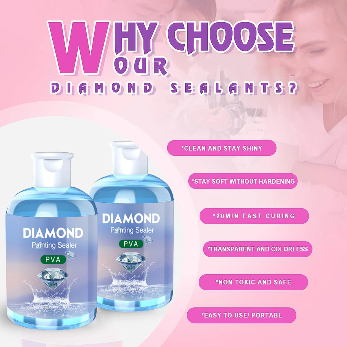 Diamond Painting Sealer Glue Kits 120ML with 3 Pcs Brushes Puzzle Glue Diamond Painting Accessories and Tools for Adults