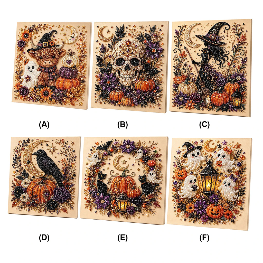 DIY Halloween Framed Diamond Art Pearl Painting Kit 7.87x7.87inch Pearl Diamond Dots Gem Art Craft Pearl Diamond Dots Painting