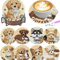Transform Your Space with DIY Diamond Painting Coasters - 8 Piece Handmade Set Featuring Adorable Dog Designs