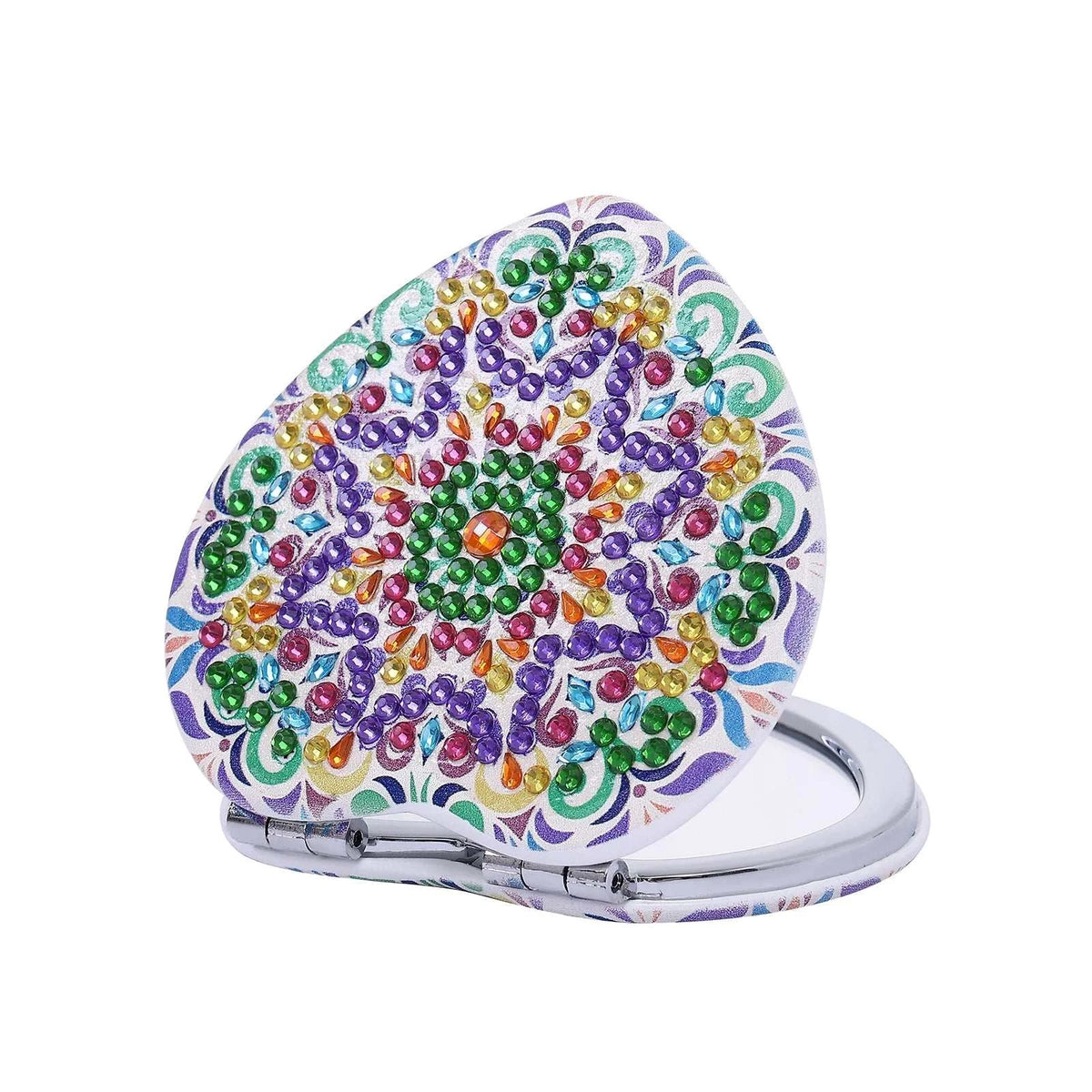 1 Piece DIY Diamond Painting Kit, Small Mirror, Mandala Pattern, PU Leather Material, Portable and Compact, for Makeup Use