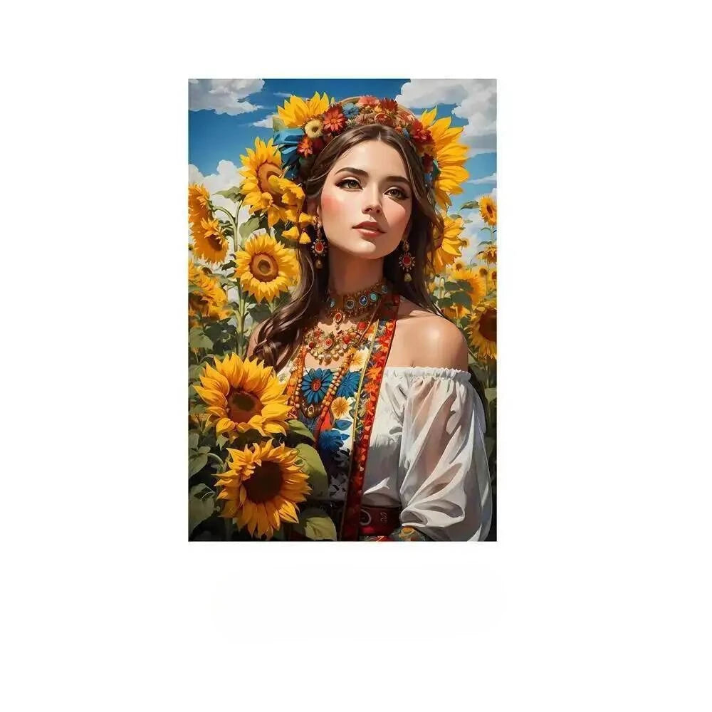 Diamond Painting Kit  Flower Art Girl 5D DIY Full Drill Diamond Art Floral Female Portrait Canvas for Bedroom or Living Decor