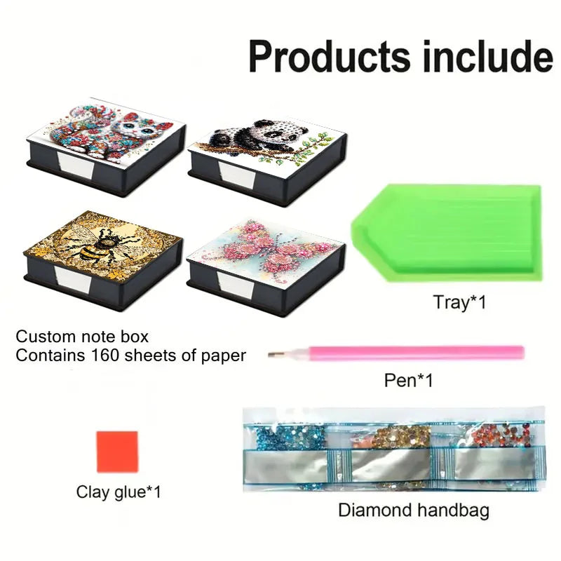 Diamond Painting Kit DIY Paper Dot Diamond Label Box - Animal Pattern - Suitable for Teachers and Reading Rooms, Study and Offic
