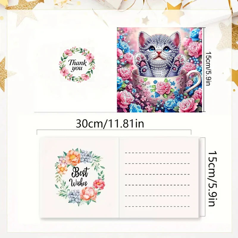 Elevate Your Creativity with Our DIY Diamond Painting Card Set – Unique Animal and Cat Designs