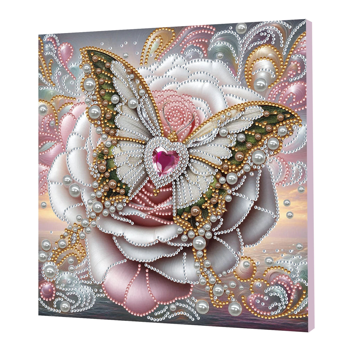 Diamond Dots Pearl Gem Painting with Frame 25x25cm Diamond Art Pearl Painting Kit for Adults & Beginners Home Wall Decor