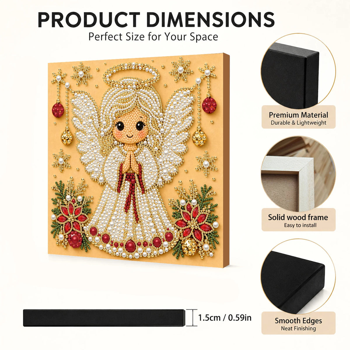 Christmas Pearl Diamond Painting Art Kit With Frame 7.87x7.87in DIY Pearl Gem Paintings Picture Arts Craft for Home Wall Decor