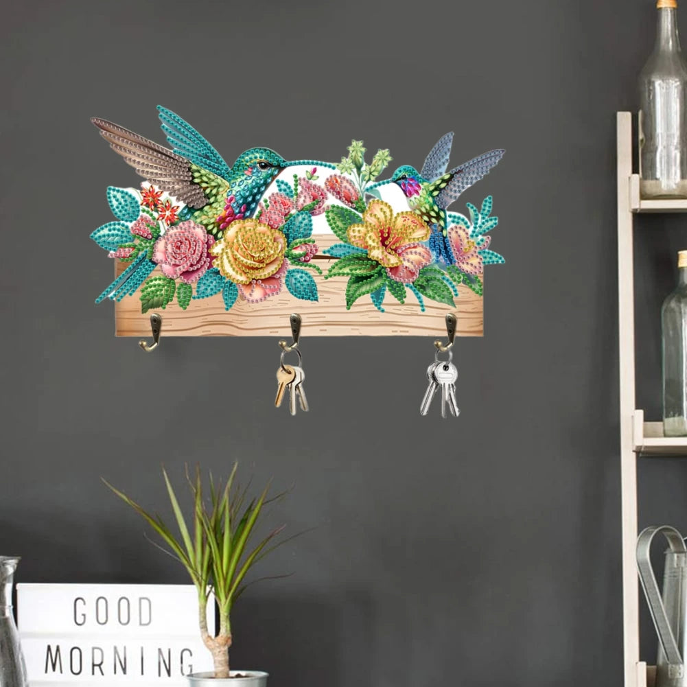 DIY Animal Diamond Painting Kit with Wooden Hanger And 3 Wall Hooks for Display Artwork Home Decor Craft Kit