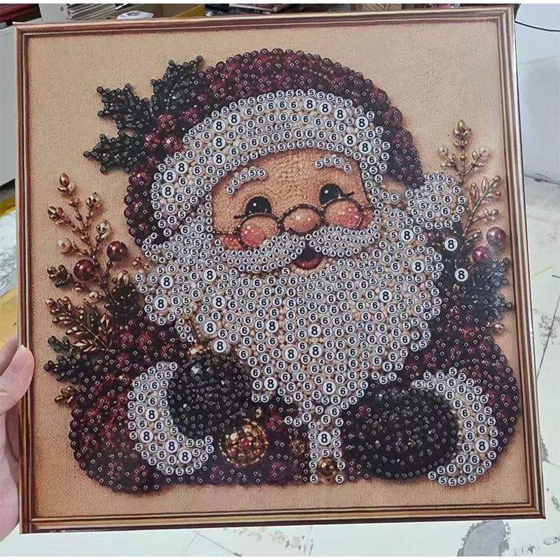 Christmas Pearl Diamond Painting Art Set With Frame DIY Pearl Beads Craft Kit For Adults Beginner Home Decor Wall Art Party Gift