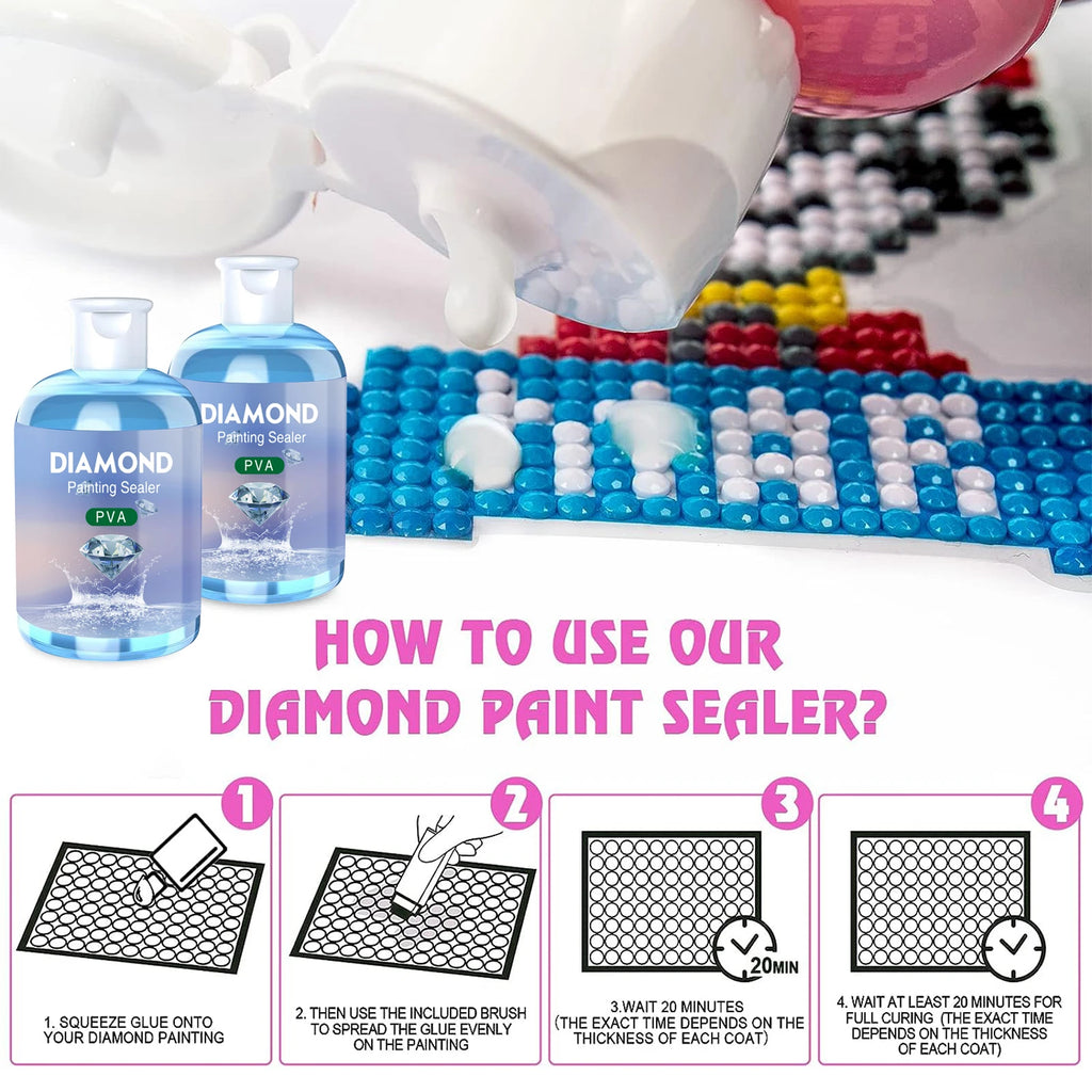 Diamond Painting Sealer Glue Kits 120ML with 3 Pcs Brushes Puzzle Glue Diamond Painting Accessories and Tools for Adults