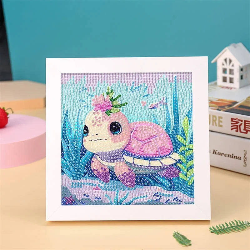 DIY Diamond Painting by Number Kits for Kids Cartoon Animal Crystal Diamond Embroidery for Up 5 Yesrs Old Children Gifts