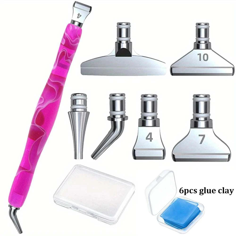 Diamond Painting Pen Accessories Tools Set Exquisite Stainless Steel Metal Pen Tips Ergonomic Art Drill 6 Painting Glue Clay DIY