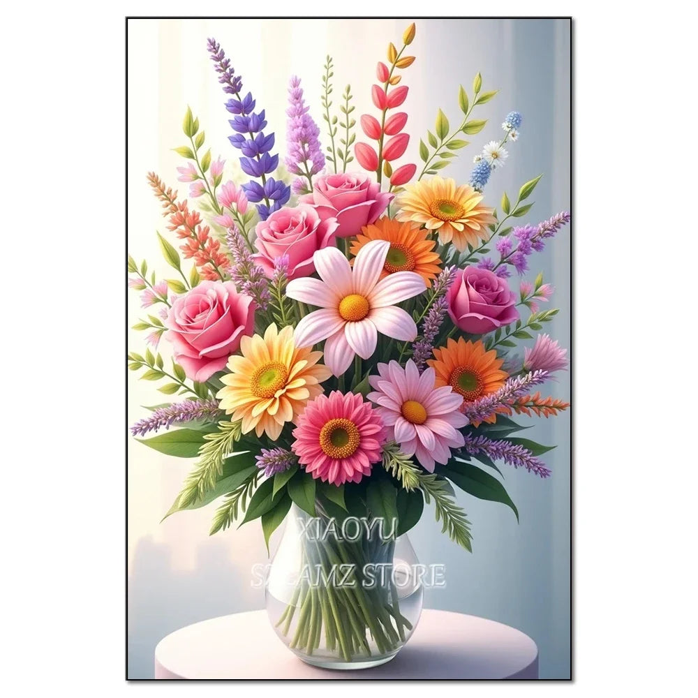 Large Size Bouquet Diamond Painting Kit Flower Diamond Mosaic Embroidery Cross Stitch Kit Art DIY Home Decor Gift