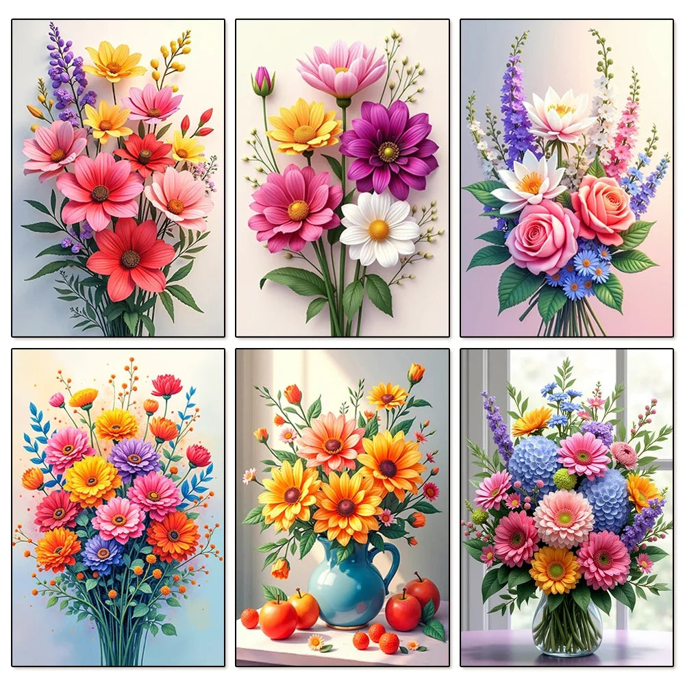 Large Size Bouquet Diamond Painting Kit Flower Diamond Mosaic Embroidery Cross Stitch Kit Art DIY Home Decor Gift