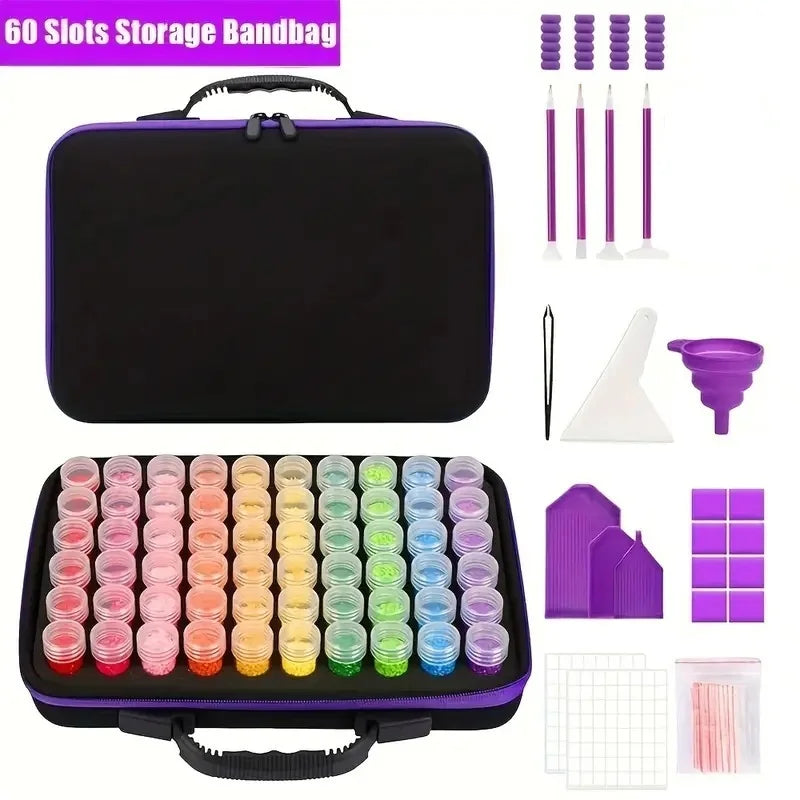 Diamond painting storage set, diamond painting storage container tool kit box, including various accessories and tools