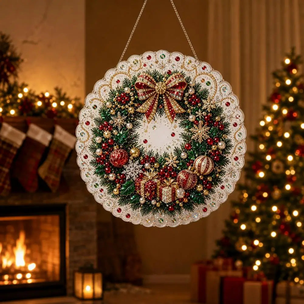 Pearl Diamond Painting Suncatcher Kit Diy Craft Acrylic Round Board With Lace Edge Pearl Beads Craft Christmas Diamond Painting