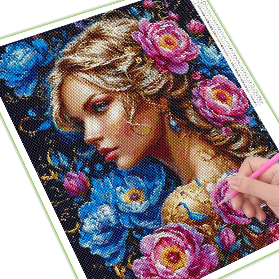 Diy Diamond Painting Kits New Collection Flower Woman Full Mosaic Art Rhinestone Embroidery Beautiful Girl Picture Wall Decor