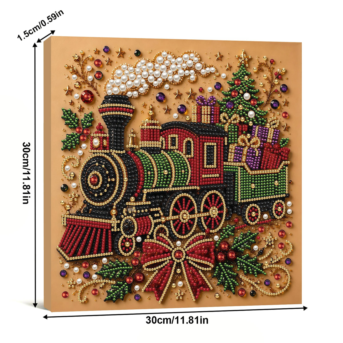 Christmas Pearl Diamond Painting Art Kit With Frame DIY Gemstone Diamond Dots Beads Craft Set Home Wall Art Decor Handmade Gift