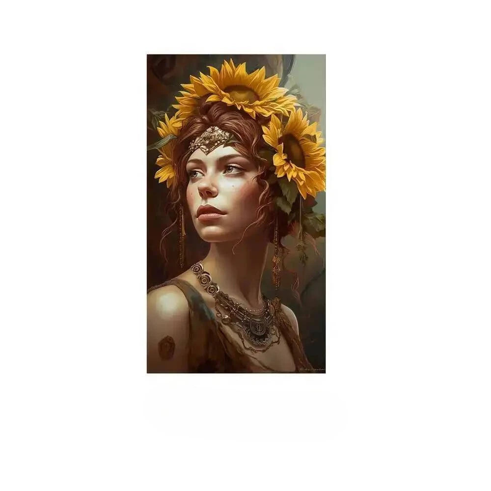 Diamond Painting Kit  Flower Art Girl 5D DIY Full Drill Diamond Art Floral Female Portrait Canvas for Bedroom or Living Decor