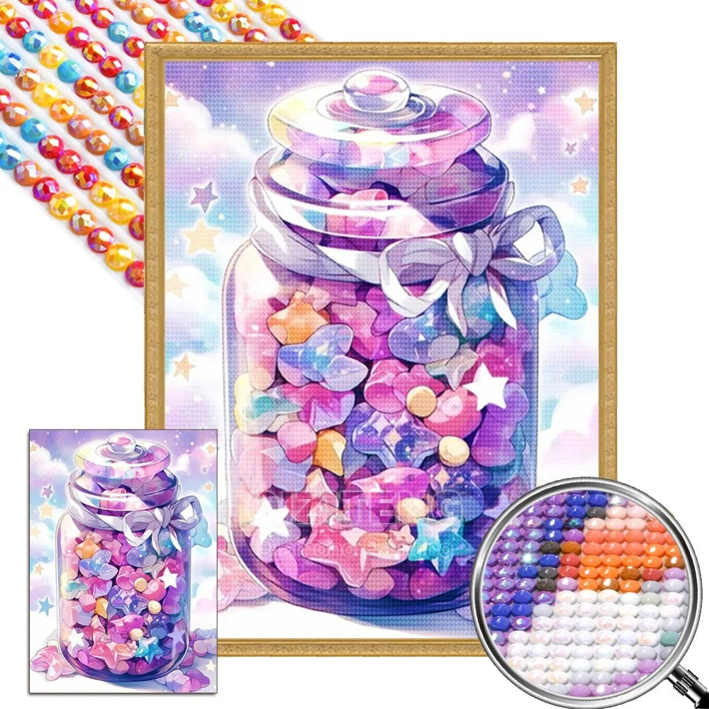 AB Diamond Painting Kit Wishing Bottle DIY Rhinestone Diamond Embroidery Landscape Heart Diamond Mosaic Art Home Decor
