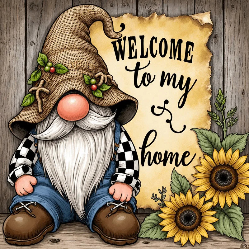 AZQSD Diamond Painting Kits Goblin Dwarf Cartoon Full Kits Rhinestones Pictures Diamond Mosaic Sunflower Text Home Art Craft